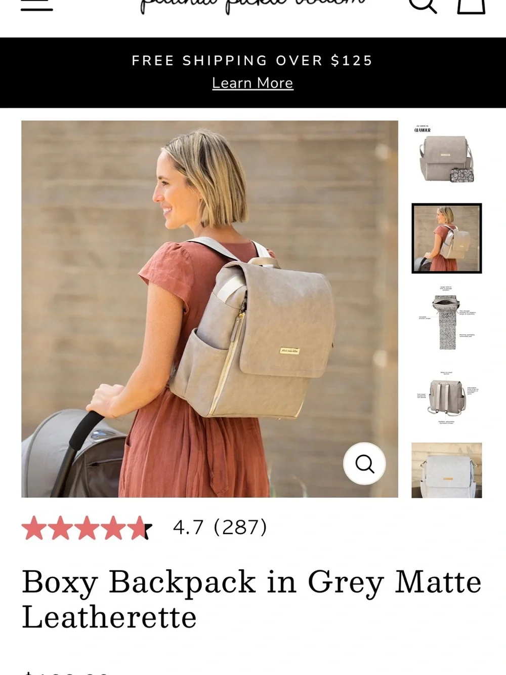 Petunia Pickle Bottom Taupe Backpack with Gold Hardware barely used